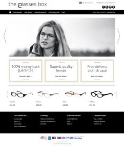 The home page of The Glasses Box Website