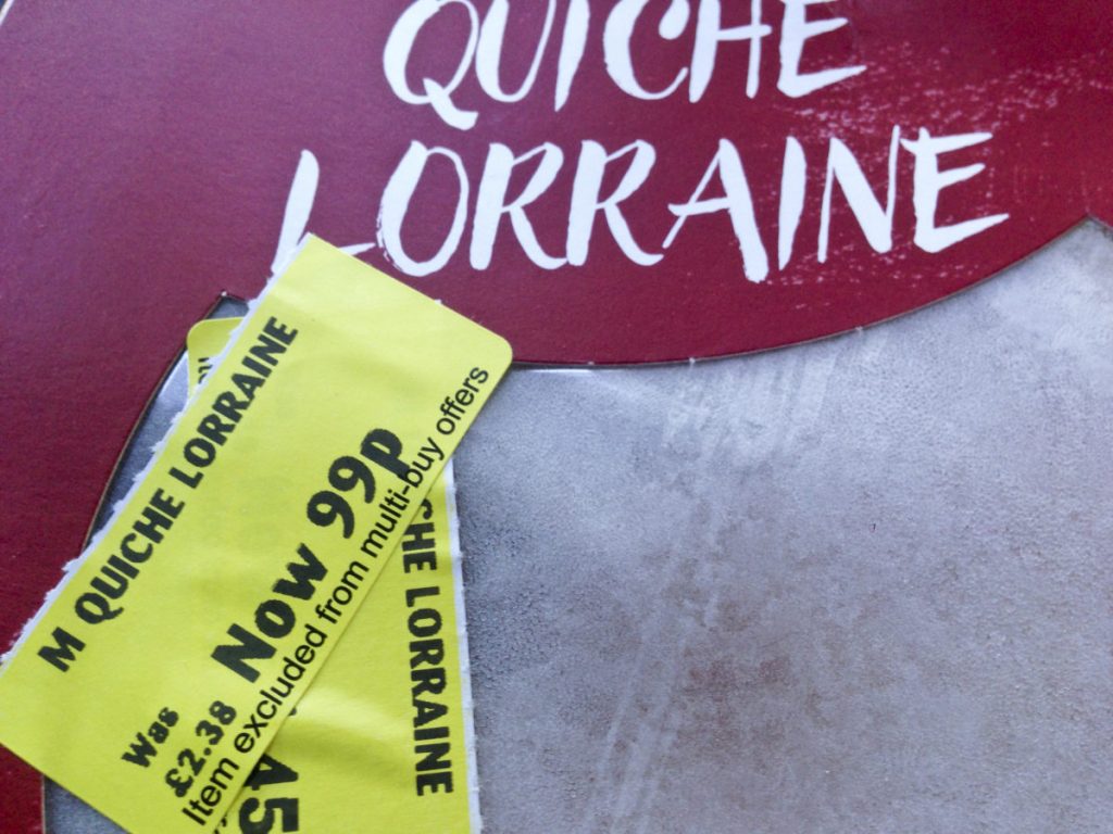 Short-dated Food Quiche Lorraine with Yellow Sticker Price Mark-down