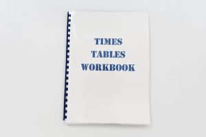 Front cover of laminated Times Table Workbook