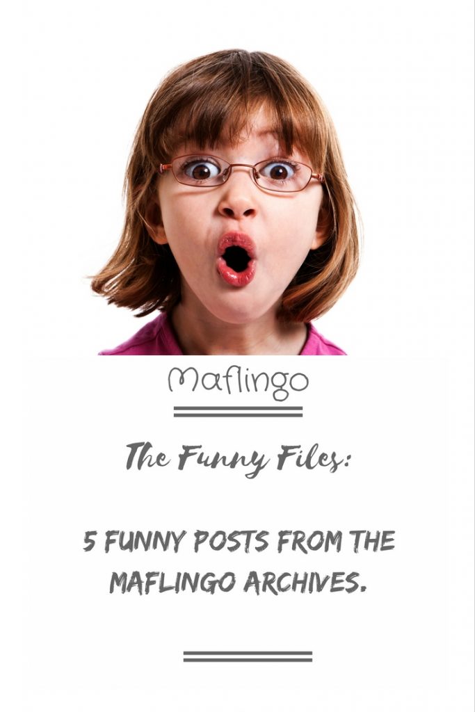 The Funny FIles: 5 funny posts from the Maflingo archives. (Text overlay) Picture of EMily pulling a funny face. I look back through the Maflingo archives and pick some of my favourite funny posts, including my Room 101's, why I want a dog but can't have a dog, SmartOne toilet dispensers. Click to find out more.