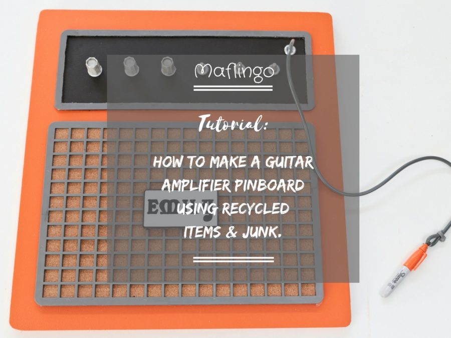 Tutorial: How to make a guitar amplifier pinboard from recycled items and junk. Upcycled Orange Guitar Amplifier Pinboard made from recycled items and Junk. Orange guitar amplifier pinboard