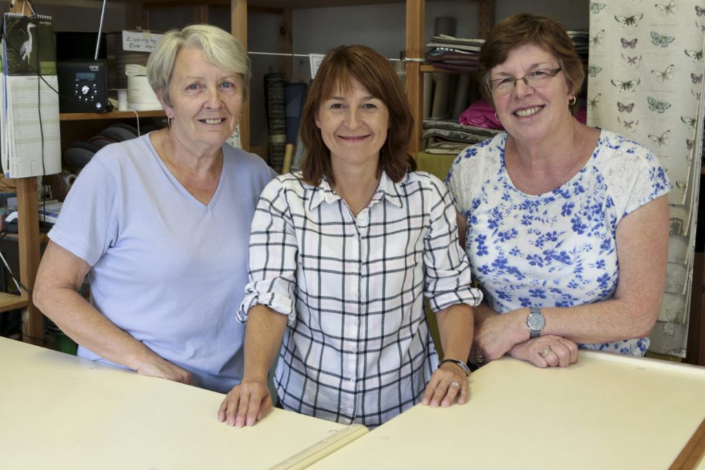 Sue, Caroline and Steph, the bargain fabric staff