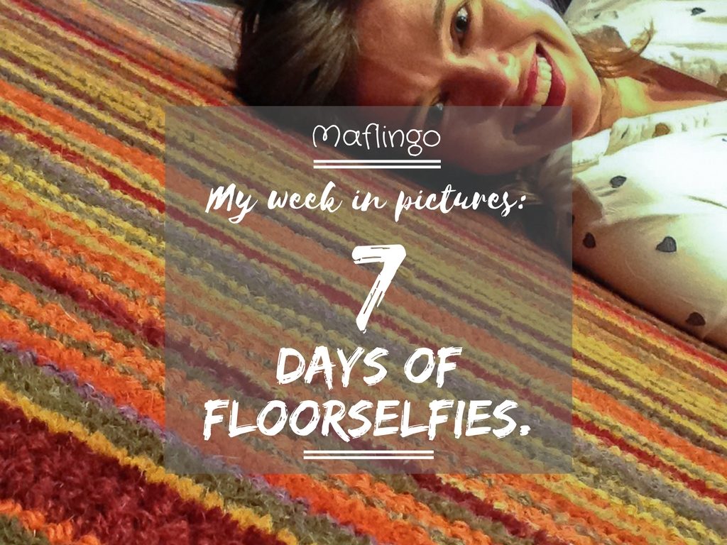 My week in pictures 7 days of #floorselfies with selfie of me lying on a stripy rug.