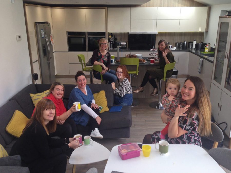 #BloggersBeatingCancer Coffee Morning gathering with Nottingham Bloggers seated and facing camera