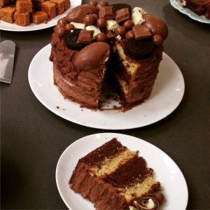 #BloggersBeatingCancer Coffee Morning Slice taken from Beth's chocolate cake.