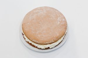 We brushed the excess icing sugar off the top of the sponge cake