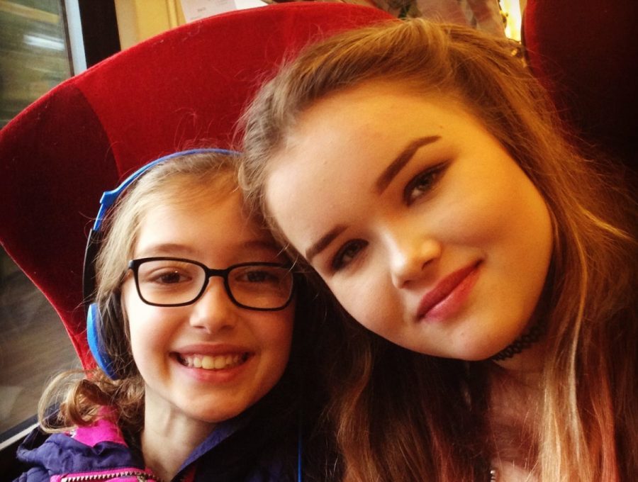 Growing up fast! Our two girls on the train heading for London.