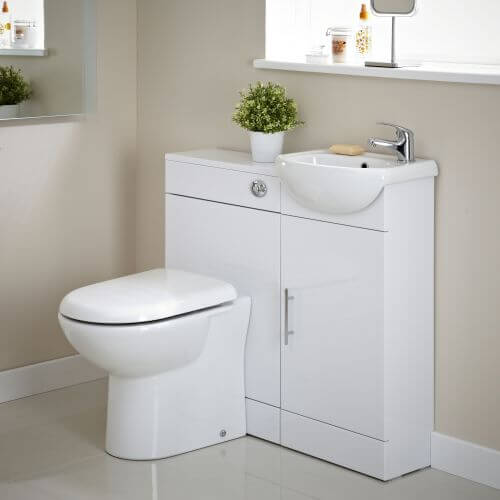 Combination vanity cloakroom sink / basin in small bathroom ensuite