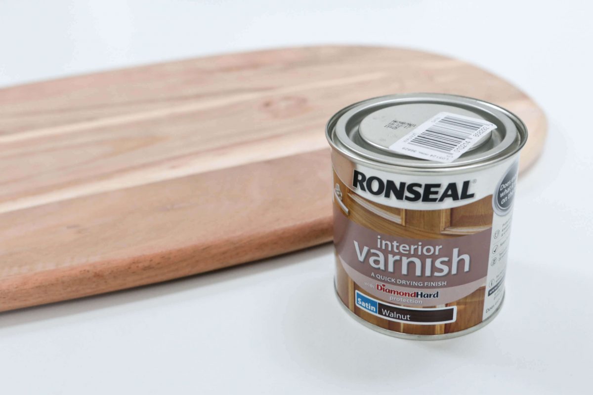 DIY retro side table - Bread board and Ronseal interior varnish